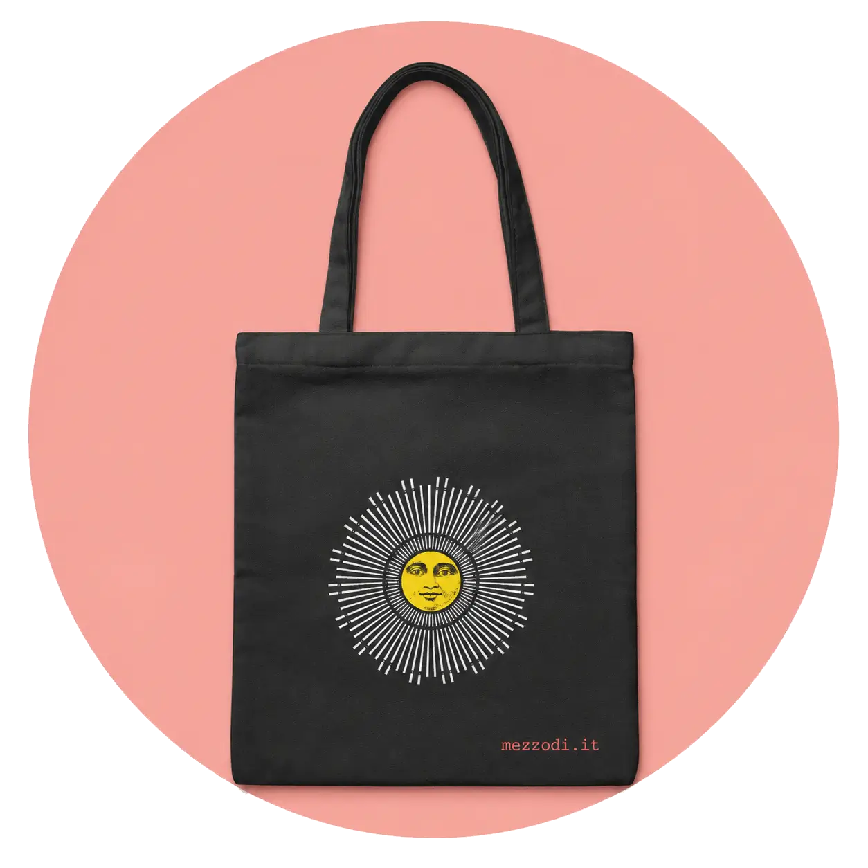 borsa MEZZODì nera con sole bianco