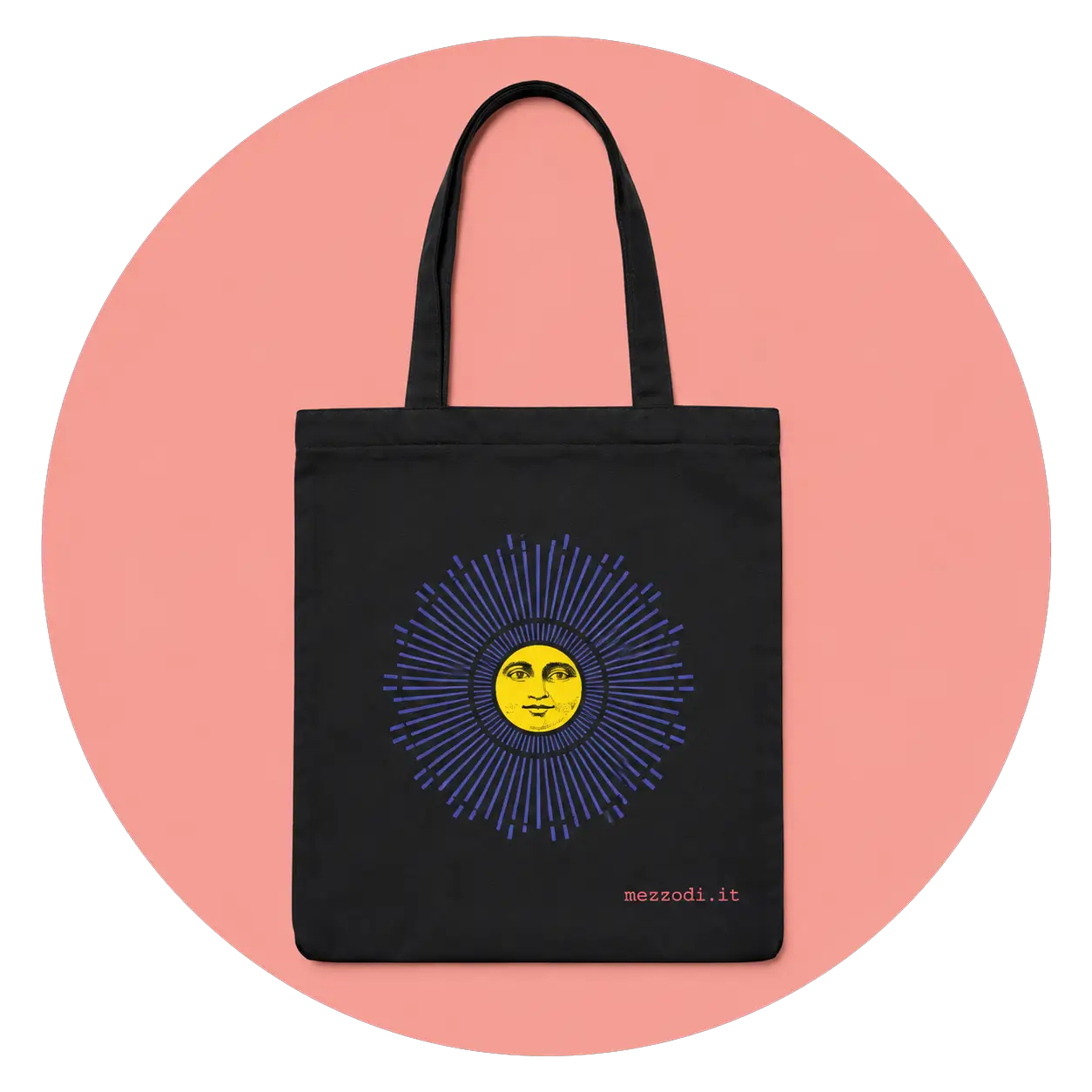 borsa MEZZODì nera con sole blu