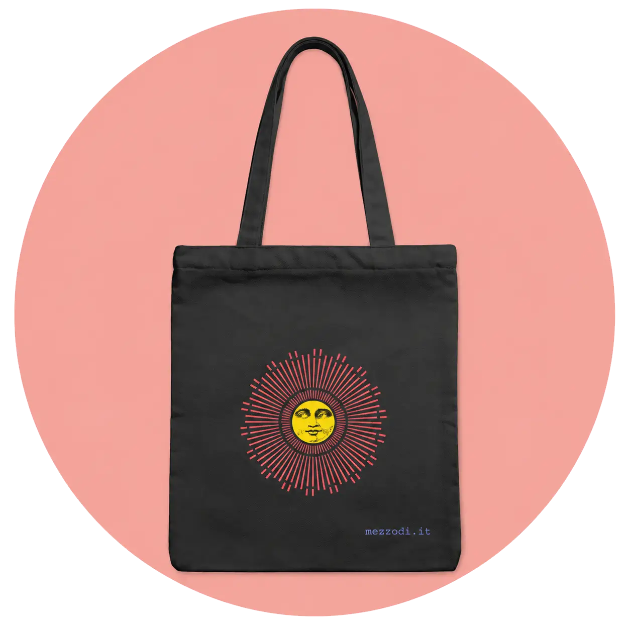 borsa MEZZODì nera con sole rosso